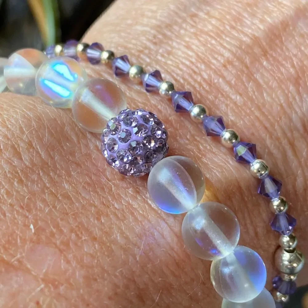 Mystic Aura Quarts & Sterling Crystal Bracelets